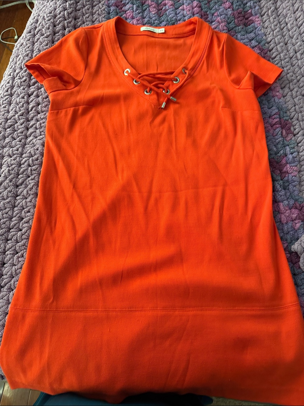 Reitmans Bright Orange Lace-Up Mini Dress